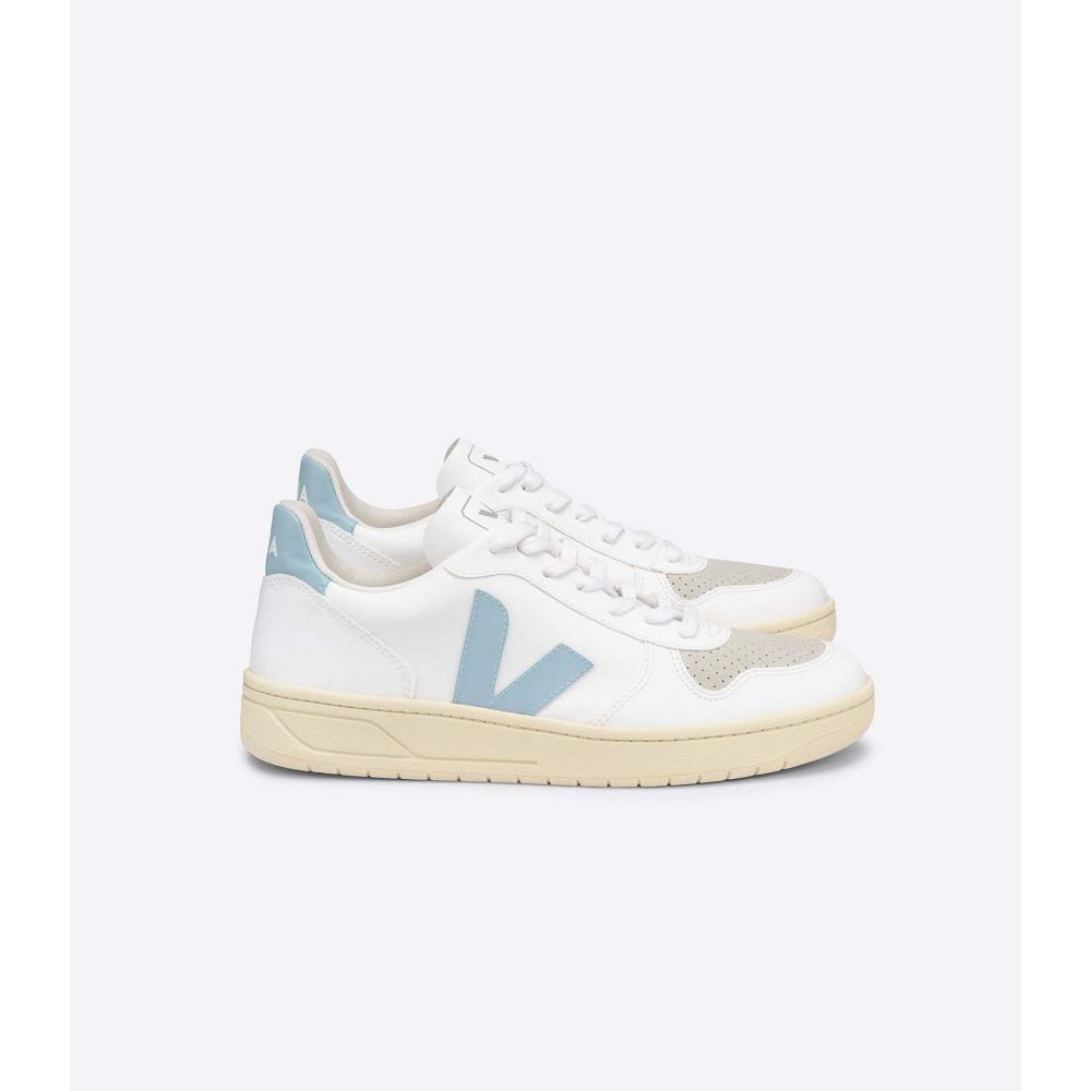 Veja V-10 CWL Women\'s Sneakers White/Turquoise | NZ 652AHK